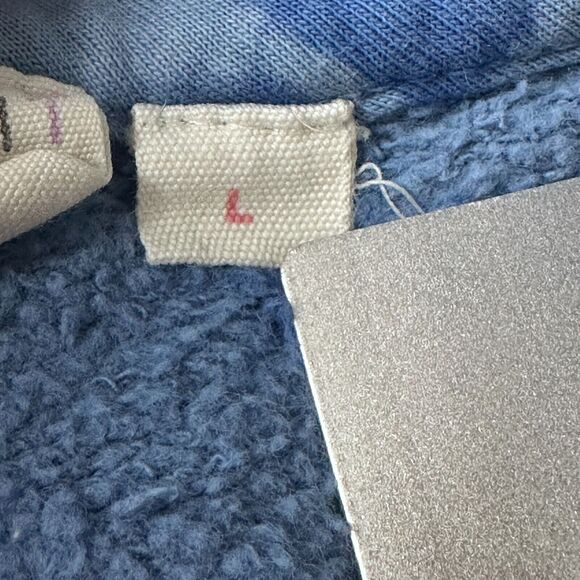 Roller Rabbit Sweatshirt Women’s Large Blue Tie Dye Fleece Lined Crewneck Rare - Picture 6 of 10